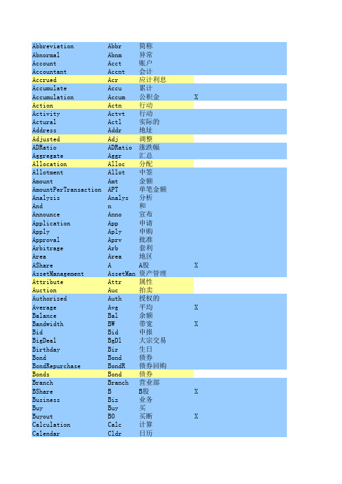 数据仓库整体词汇表