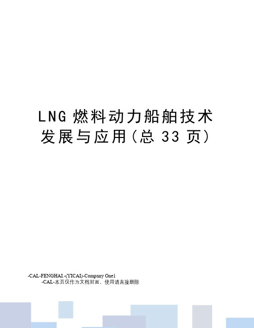 LNG燃料动力船舶技术发展与应用