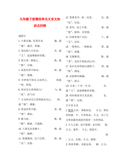 湖北省竹山县茂华中学九年级语文《文言文知识点归纳》素材