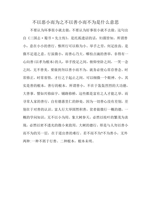 不以恶小而为之不以善小而不为是什么意思