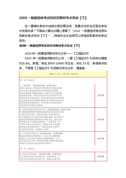 2020一级建造师考试各科目教材考点变动【下】