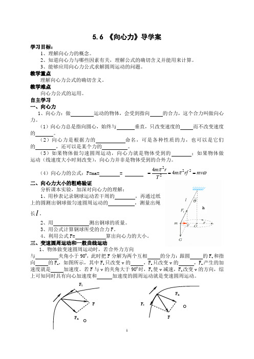 5.6向心力导学案