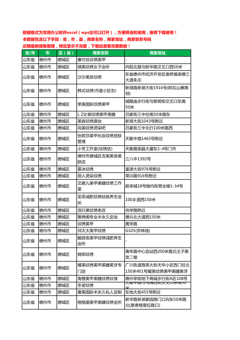 2020新版山东省德州市德城区纹绣工商企业公司商家名录名单黄页联系电话号码地址大全59家