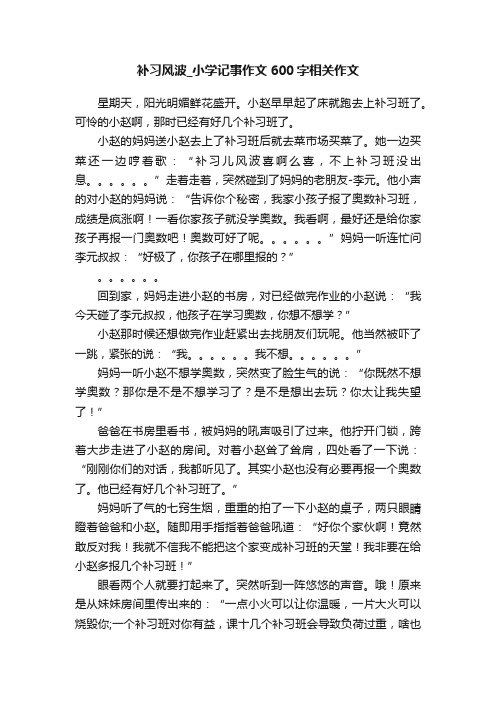 补习风波_小学记事作文600字相关作文