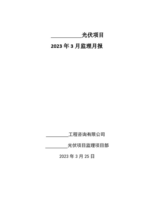 2023年3月监理安全月报