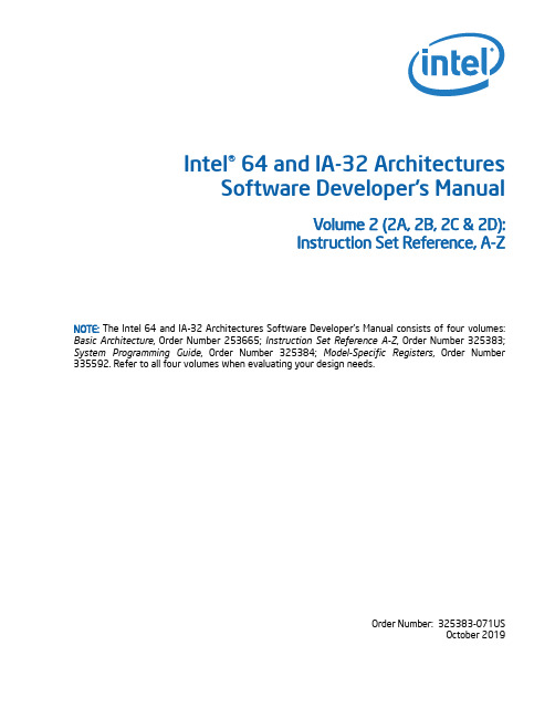 Intel 64 和 IA-32 架构软件开发者手册（第二卷）说明书