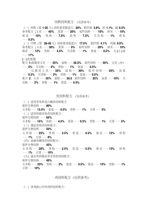 肉鸭饲料配方