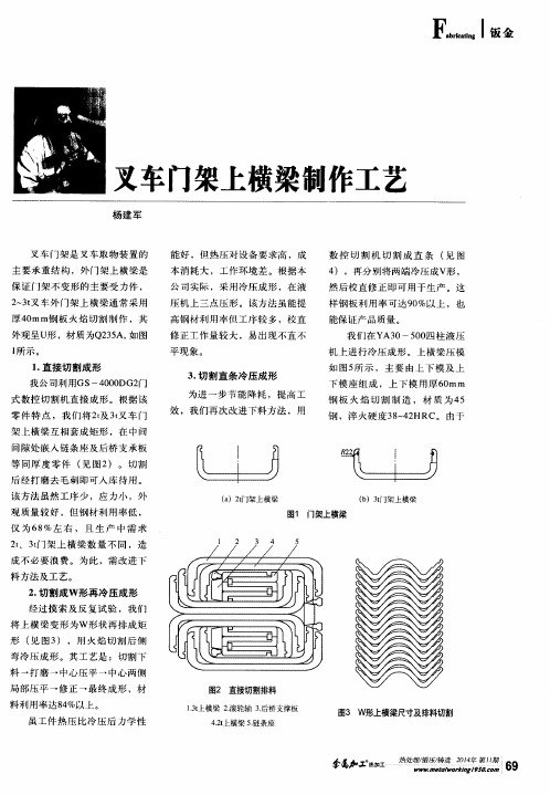 叉车门架上横梁制作工艺