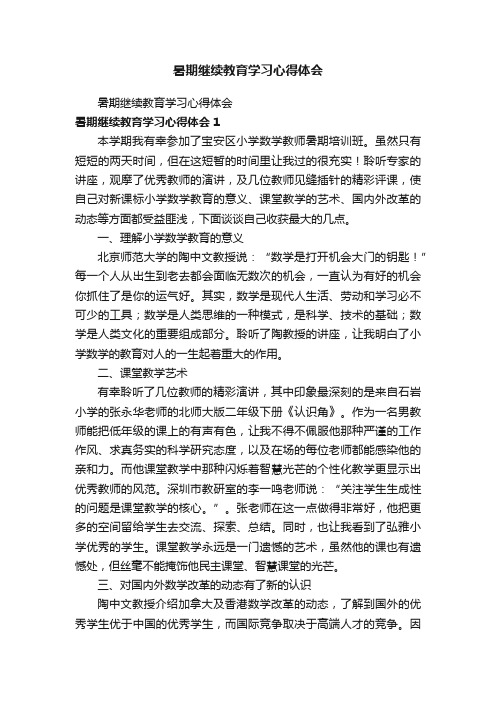 暑期继续教育学习心得体会