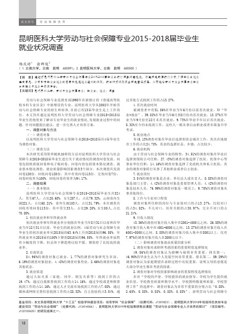 昆明医科大学劳动与社会保障专业2015-2018届毕业生就业状况调查