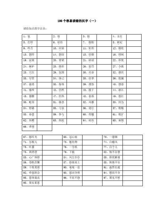 高考必背字音篇——易读错、写错的汉字(表格版)  精品