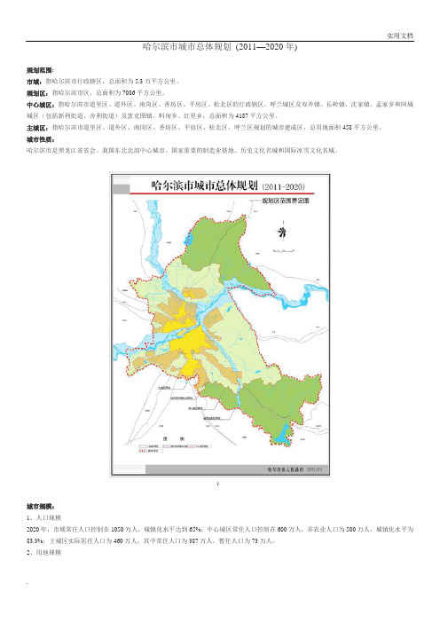 哈尔滨市城市总体规划(2011-2020)