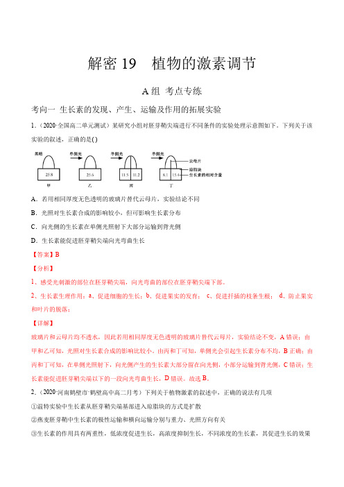 高中生物高考解密19 植物的激素调节(分层训练)(解析版)