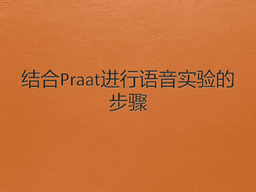 Praat步骤