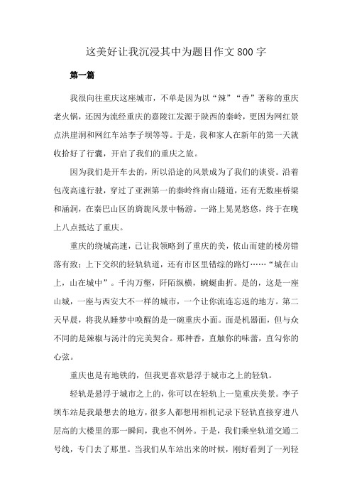 这美好让我沉浸其中为题目作文800字