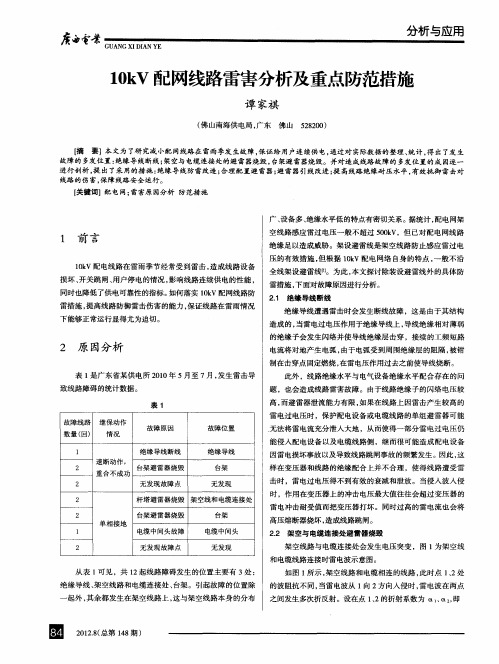 10kV配网线路雷害分析及重点防范措施