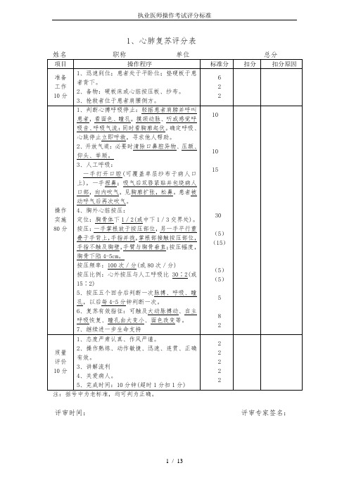 执业医师操作考试评分标准