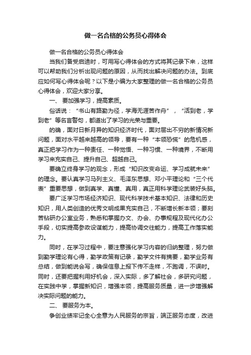 做一名合格的公务员心得体会