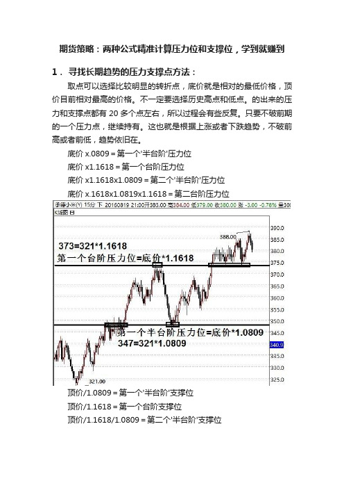 期货策略：两种公式精准计算压力位和支撑位，学到就赚到