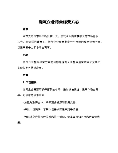 燃气企业整合经营方案