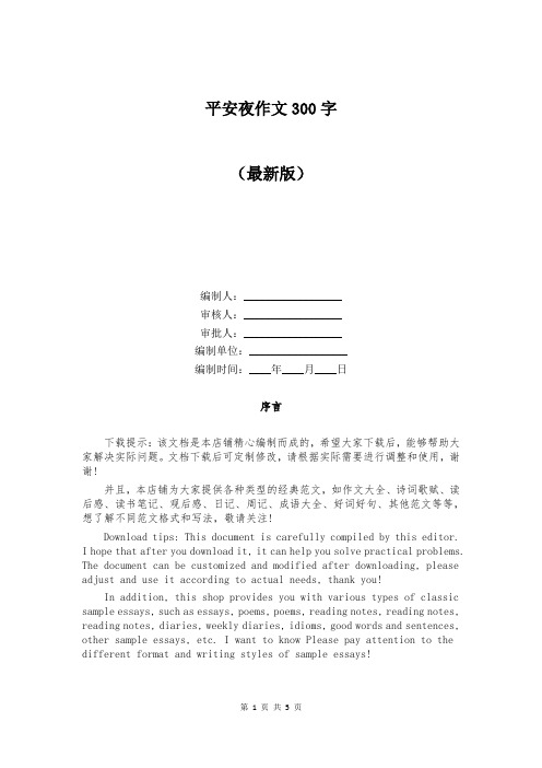 平安夜作文300字
