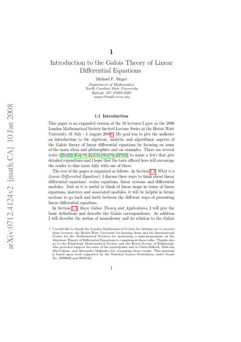 1 Introduction to the Galois Theory of Linear Differential Equations