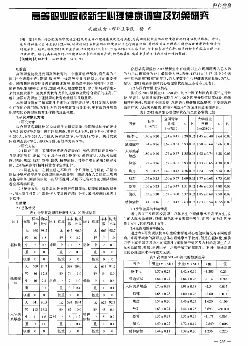 高等职业院校新生心理健康调查及对策研究