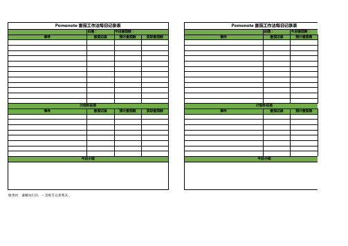 Pomonote番茄工作法每日记录表