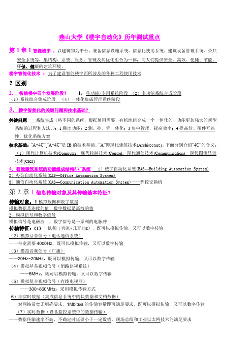 燕山大学《楼宇自动化》重点