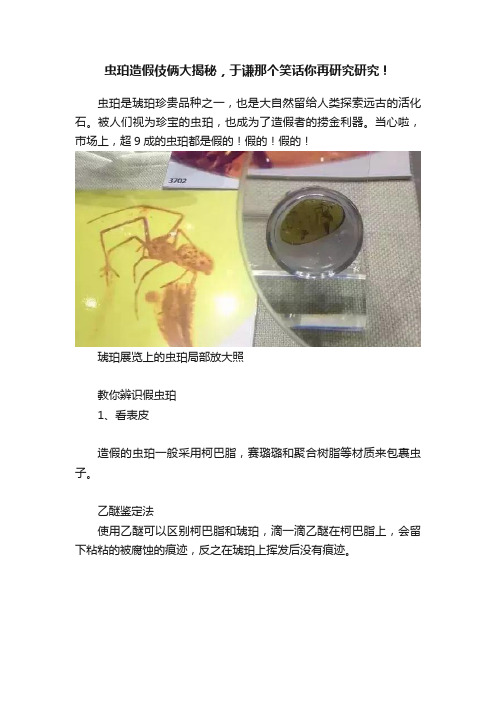 虫珀造假伎俩大揭秘，于谦那个笑话你再研究研究！