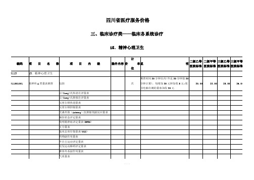 四川省医疗收费目录