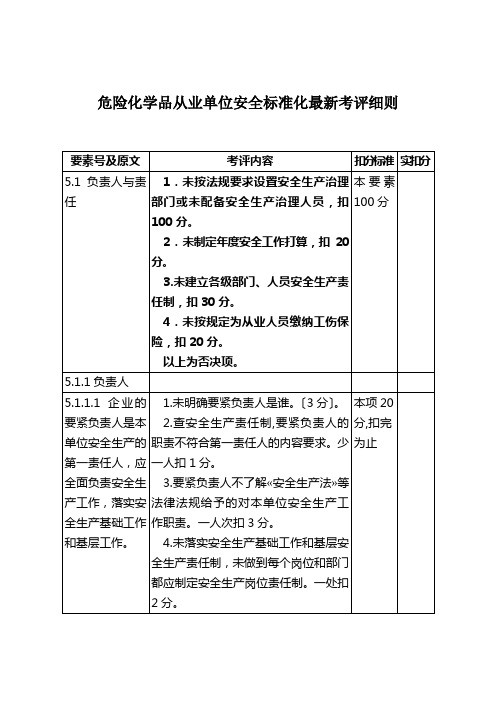 危险化学品从业单位安全标准化最新考评细则