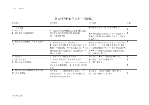 急诊科考核评价标准汇编