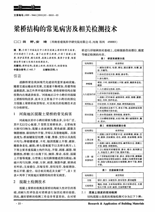 梁桥结构的常见病害及相关检测技术