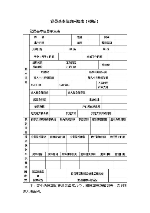 党员基本信息采集表（模板）