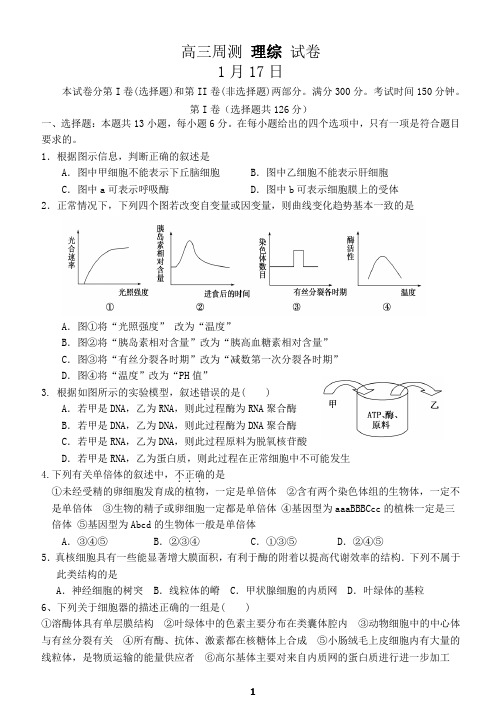 高三周测 理综 试卷