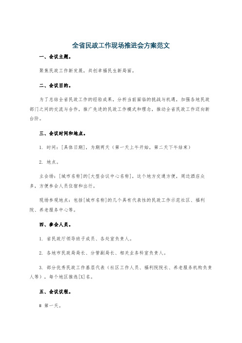 全省民政工作现场推进会方案范文