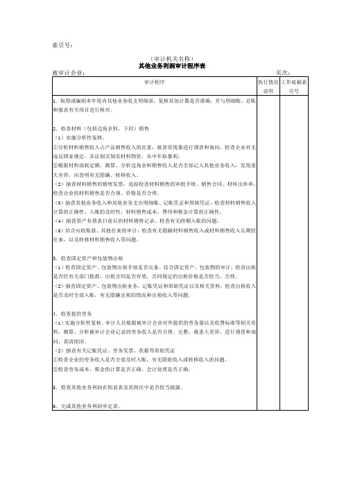 收支及成本等-05其他业务利润审计程序表