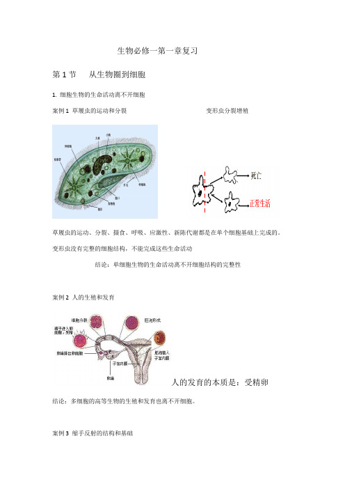 人教版生物必修一第一章复习