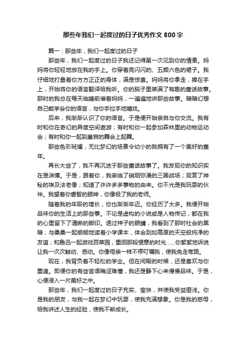 那些年我们一起度过的日子优秀作文800字