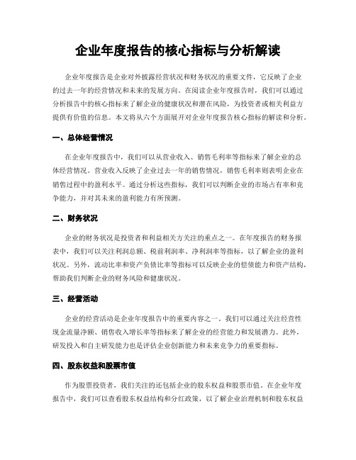 企业年度报告的核心指标与分析解读