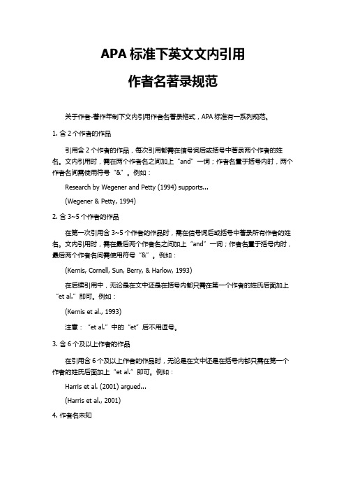 APA标准下英文文内引用作者名著录规范