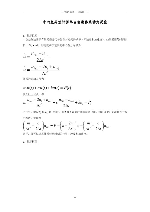 中心差分法计算单自由度体系动力反应