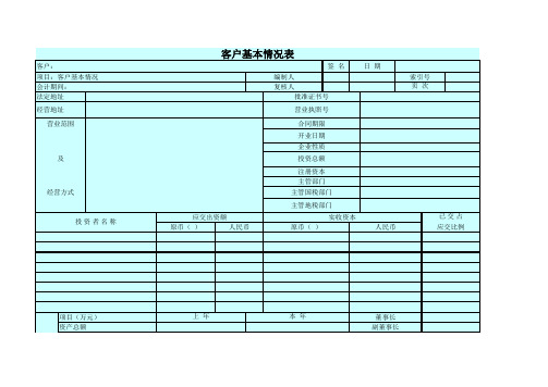 中注协最新审计工作底稿模板