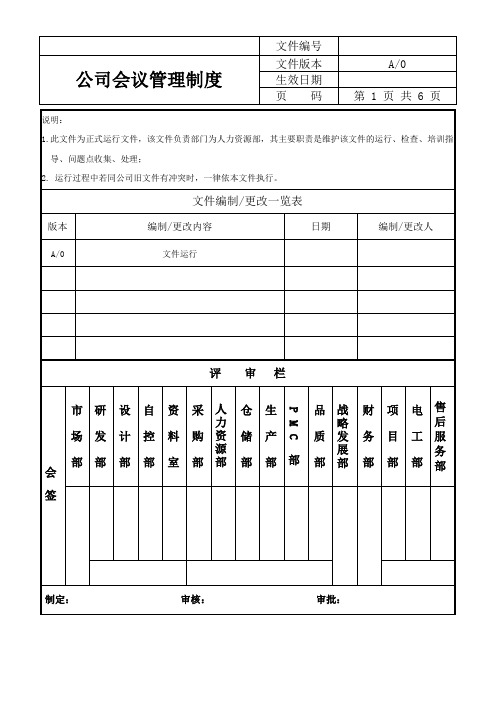 公司会议管理制度(附表单)