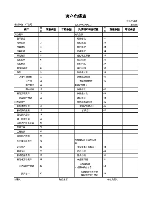 2023年资产负债表模板