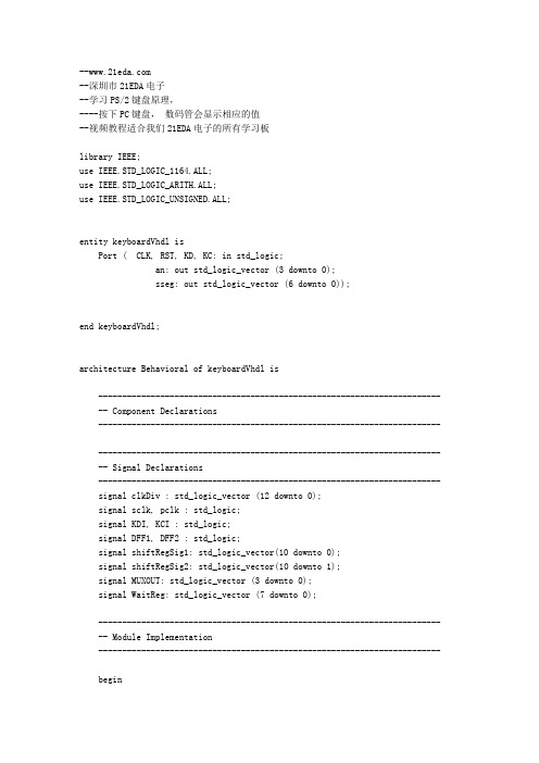 EDA_FPGA_VHDL_PS2键盘