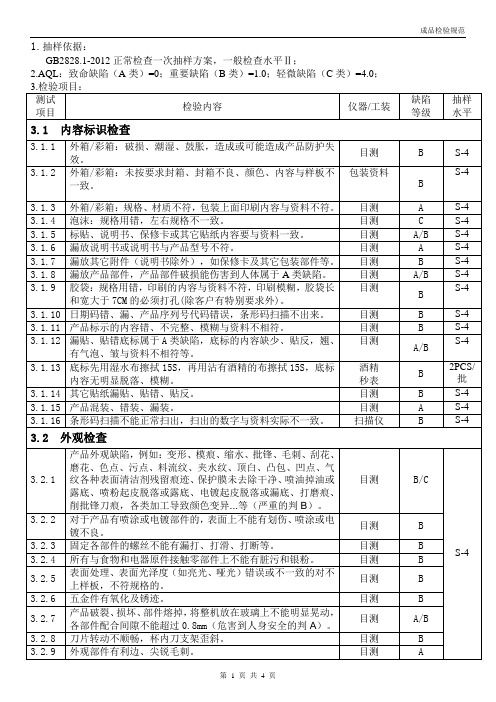 破壁机成品检验规范