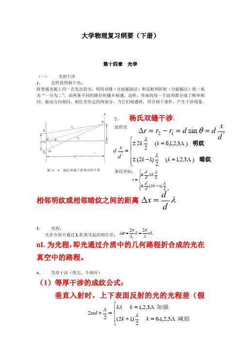 大学物理复习提纲(下册)