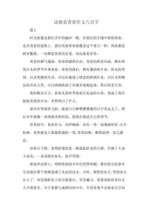 这就是青春作文八百字